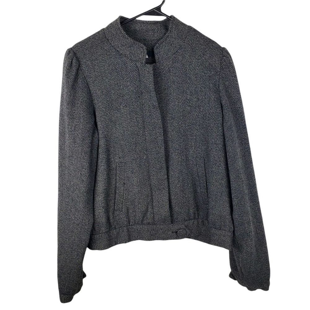 LUX. Anthropologie Zip Up Wool Bomber Jacket Sweater Pockets Buttons Boho Chic